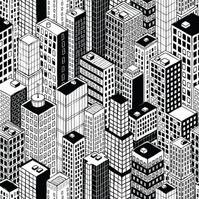 Papier peint à motif  Skyscraper City Seamless Pattern - petit
