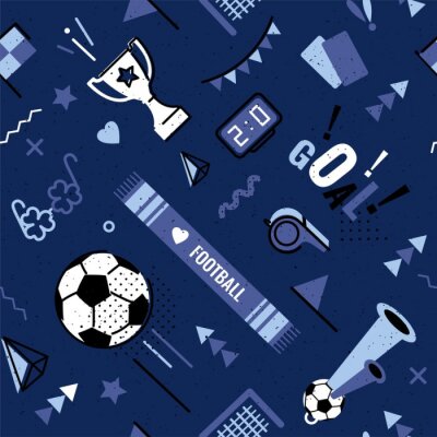 Papier peint à motif  Soccer/football abstract background in 80s memphis style. Seamless memphis pattern for posers and cards. Vector illustration