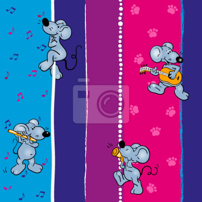 Papier peint à motif  Souris musicales