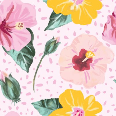 Papier peint à motif  Souvenirs d'été à l'hibiscus