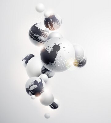 Sphères 3d et taches d'encre