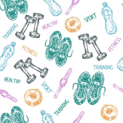 Papier peint à motif  Sport et forme physique sans couture