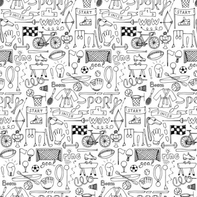 Papier peint à motif  Sport, main, dessiné, seamless, modèle