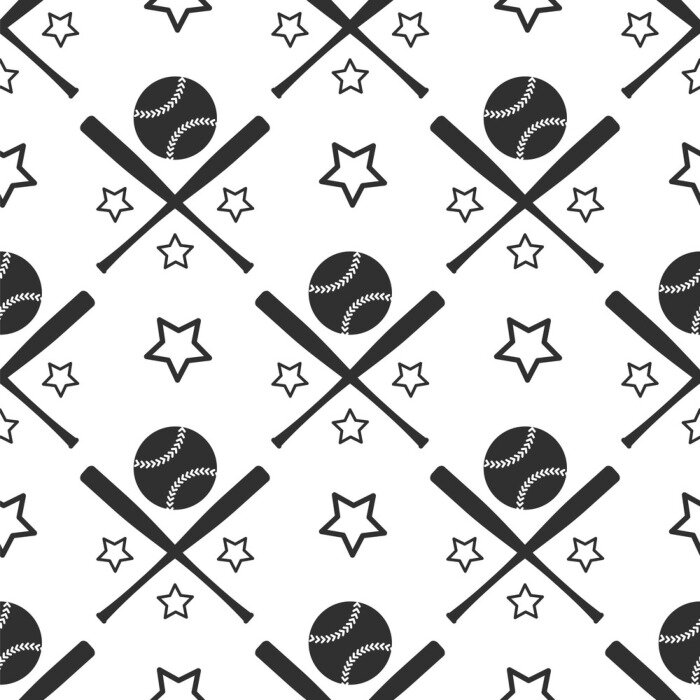 Papier peint à motif  Sport modèle sans soudure. Monochrome, base-ball, fond, vecteur, Illustration