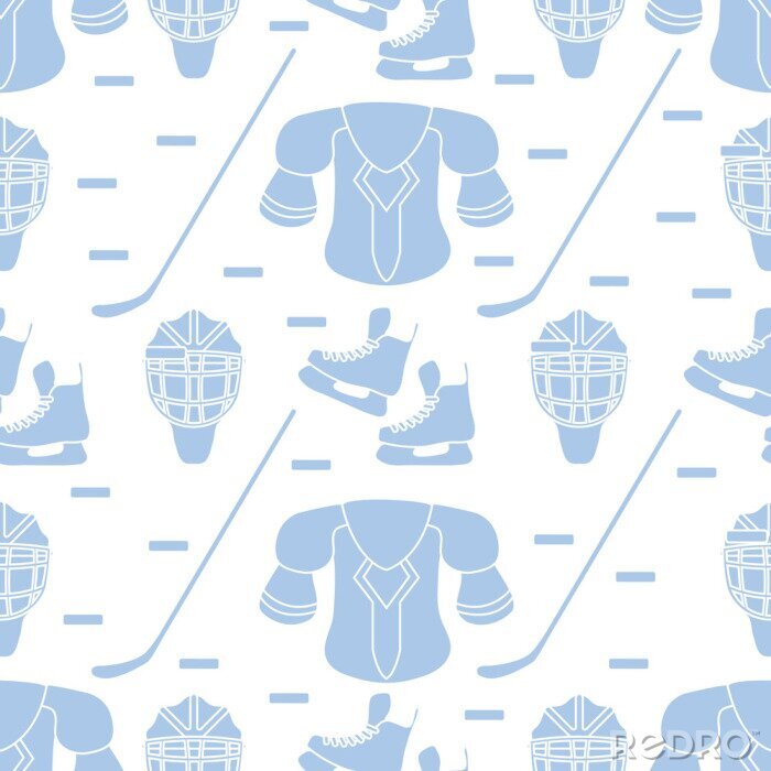Papier peint à motif  Sport seamless pattern. Hockey equipment.