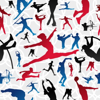 Papier peint à motif  Sports olympiques silhouettes motif