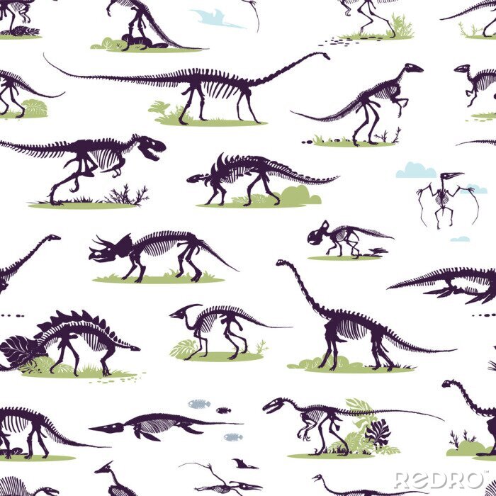 Papier peint à motif  Squelettes de dinosaures