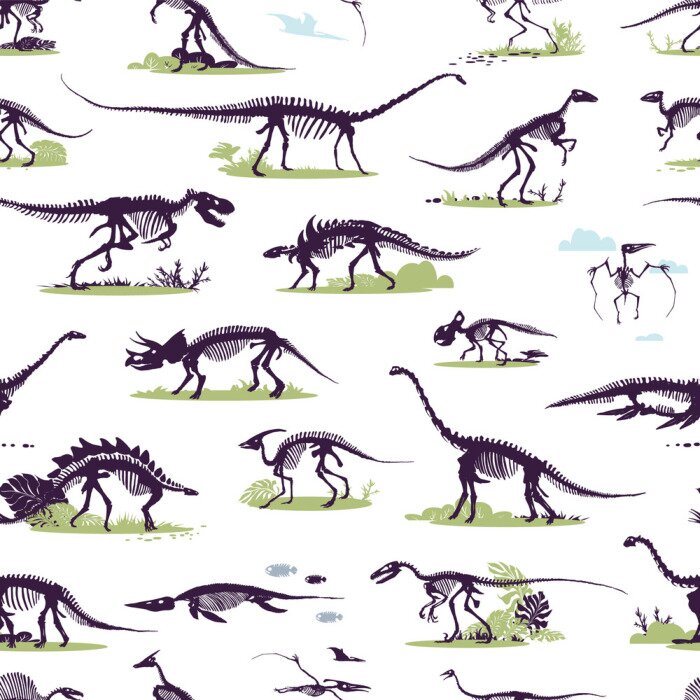 Papier peint à motif  Squelettes de dinosaures
