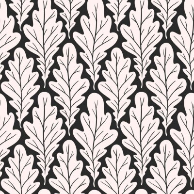 Papier peint à motif  Stylized colorful silhouette oak leaves seamless pattern. Nature universal textures. Hand drawn decorative floral ornamental background. Vector illustration