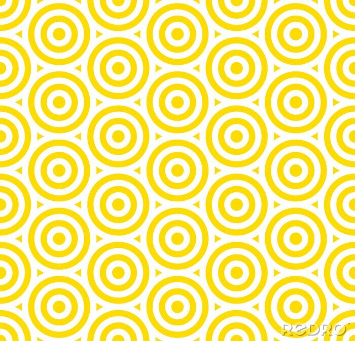 Papier peint à motif  Summer background circle stripe pattern seamless yellow and white.