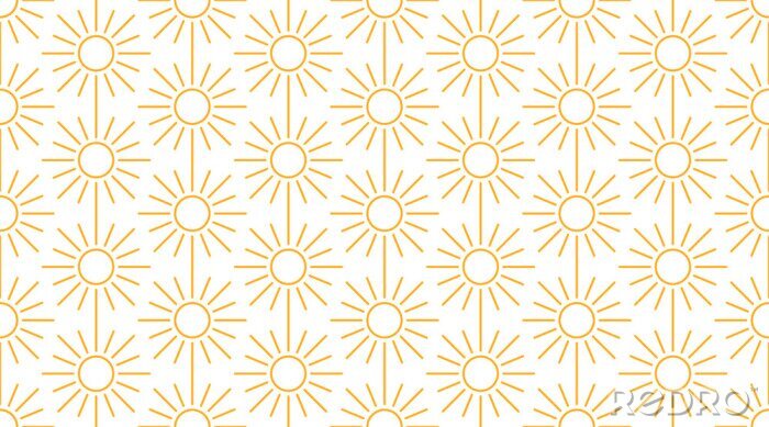 Papier peint à motif  Sun seamless pattern with line icons. Sunny summer background for baby fabric, skin care cream with spf brochure abstract backdrop