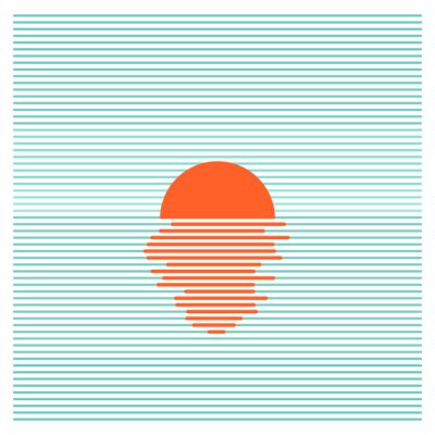 Papier peint à motif  Sunset in ocean - striped background. Vector line art