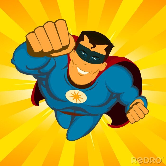 Papier peint à motif  Superman en vol avec un bandeau sur les yeux