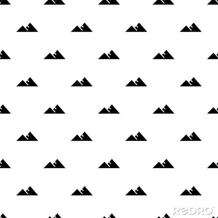 Papier peint à motif  Symboles de montagne en noir