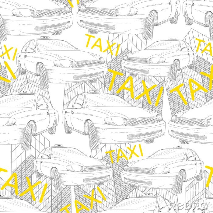 Papier peint à motif  Taxi, seamless, modèle