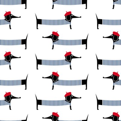 Papier peint à motif  Teckels de style français