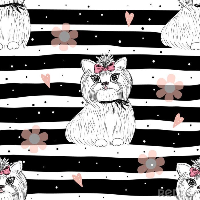 Papier peint à motif  Terriers avec des nœuds