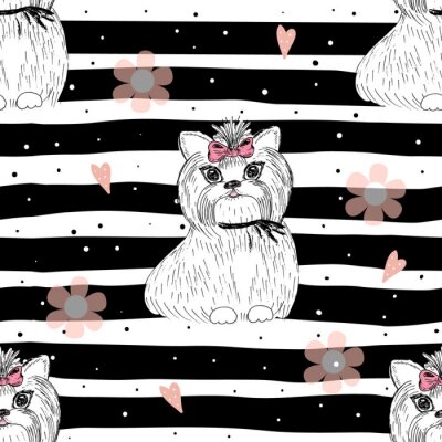 Papier peint à motif  Terriers avec des nœuds