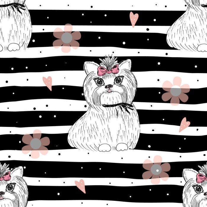 Papier peint à motif  Terriers avec des nœuds