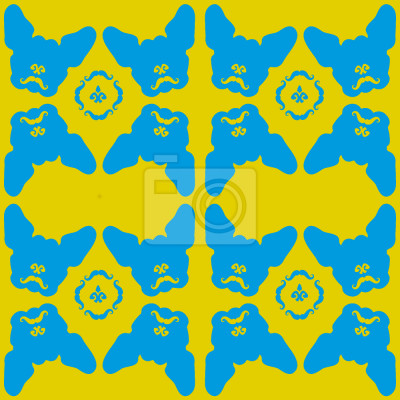 Papier peint à motif  Têtes de chiens avec des couleurs vives