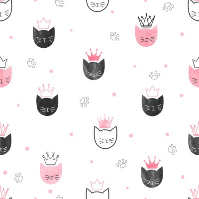 Têtes roses de chats portant des couronnes