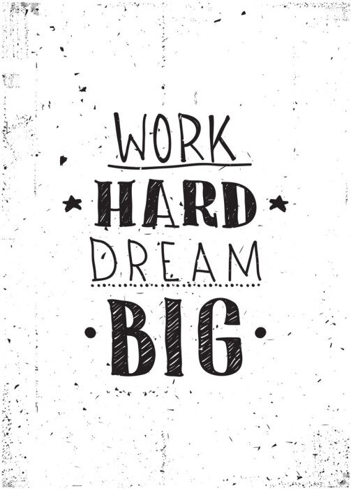 Papier peint à motif  Texte de motivation : Travaillez dur, rêvez grand