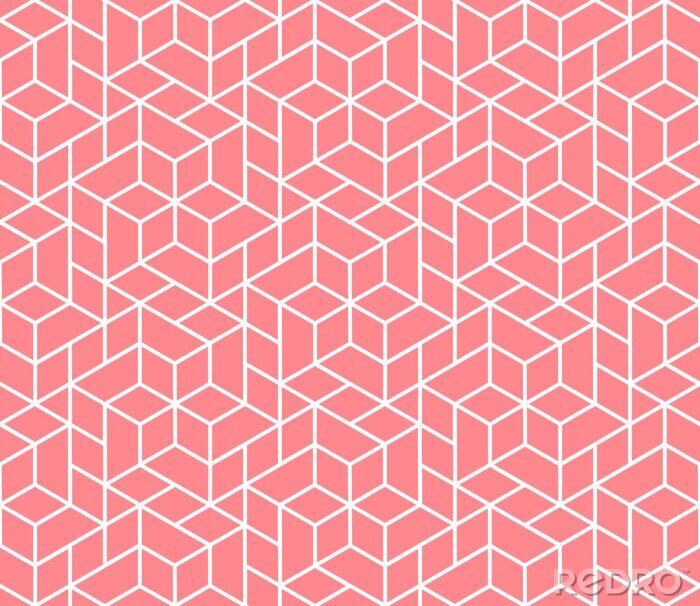 Papier peint à motif  The geometric pattern with lines. Seamless vector background. White and pink texture. Graphic modern pattern. Simple lattice graphic design