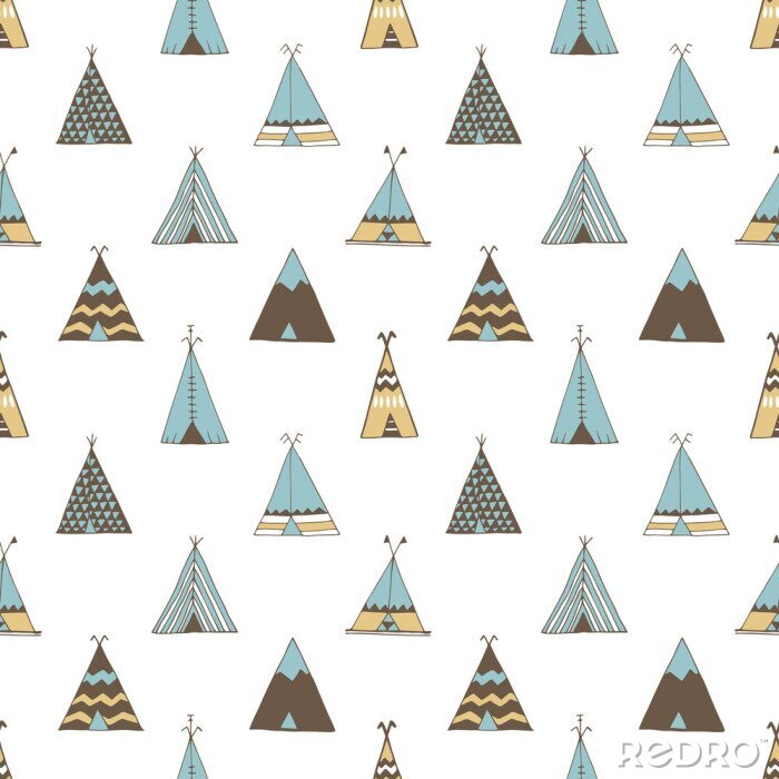 Papier peint à motif  Tipi indien
