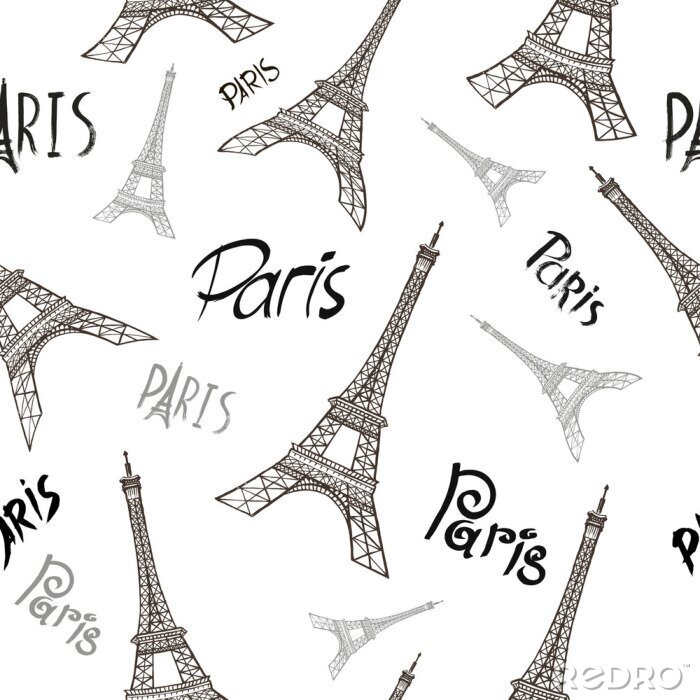 Papier peint à motif  Tour Eiffel Paris fond transparent