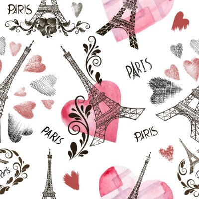 Papier peint à motif  Tour Eiffel sans soudure