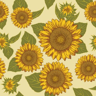 Tournesols graphiques sur fond beige