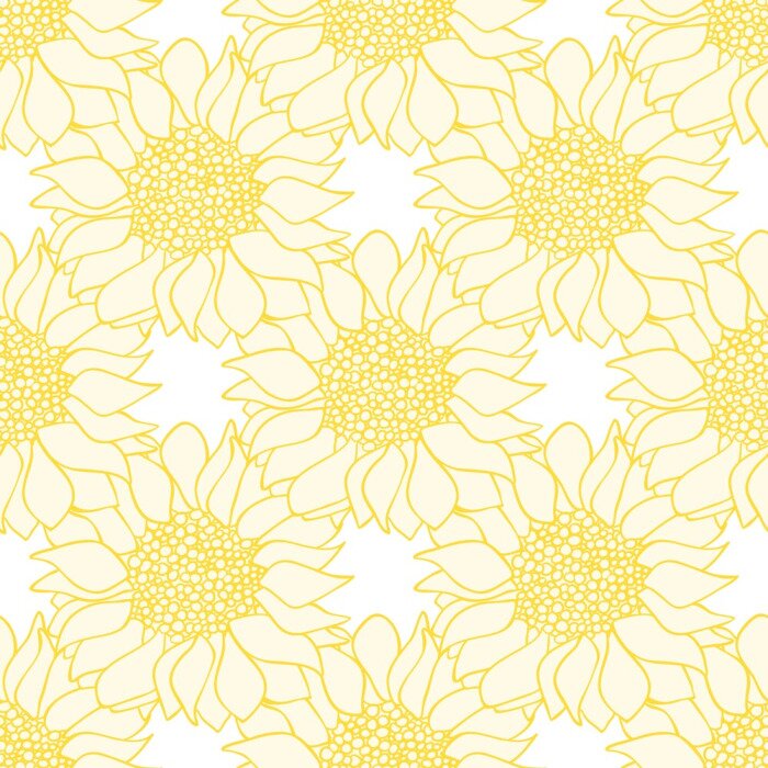 Papier peint à motif  Tournesols jaunes peinture lignes