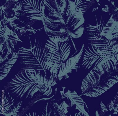 Papier peint à motif  Traçage des feuilles de plantes exotiques