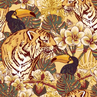 Tropical fond floral avec Tiger