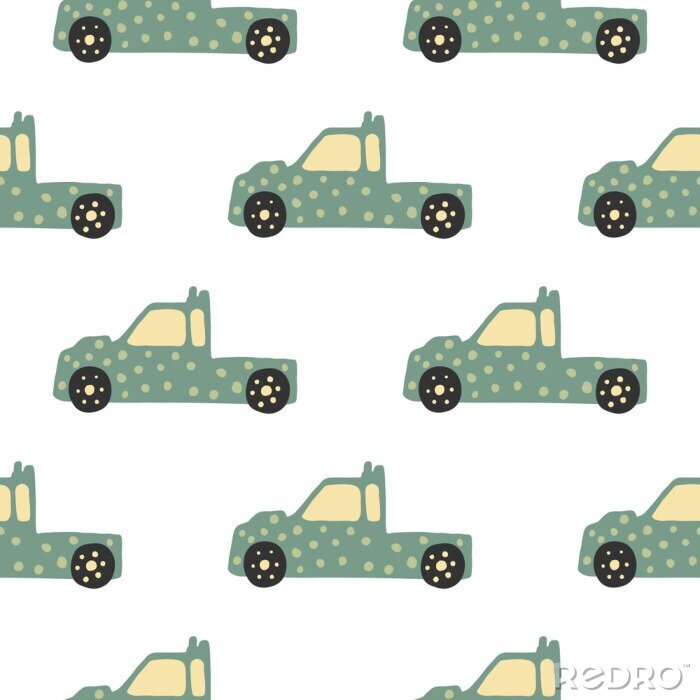 Papier peint à motif  Truck seamless pattern. Doodle cars vector illustration.