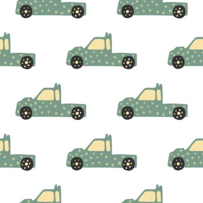 Papier peint à motif  Truck seamless pattern. Doodle cars vector illustration.