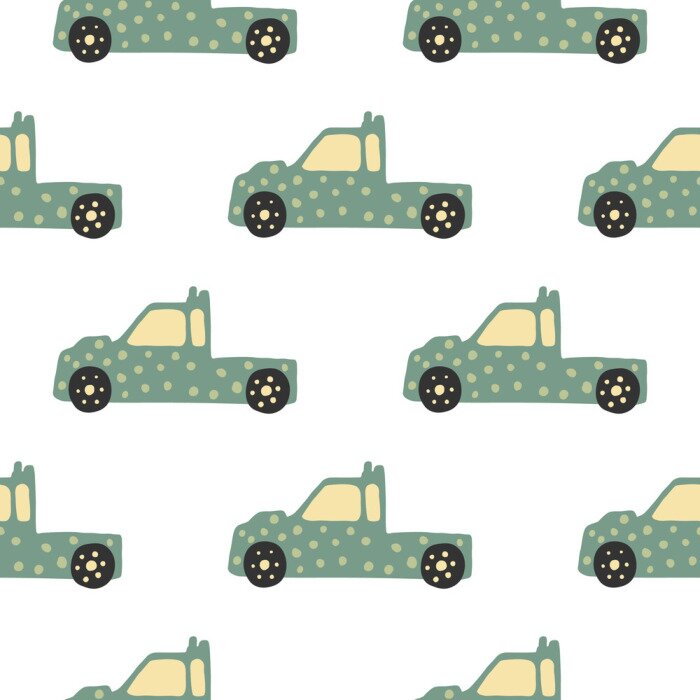 Papier peint à motif  Truck seamless pattern. Doodle cars vector illustration.