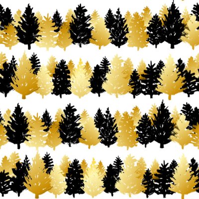 Papier peint à motif  Un épais bosquet noir et or