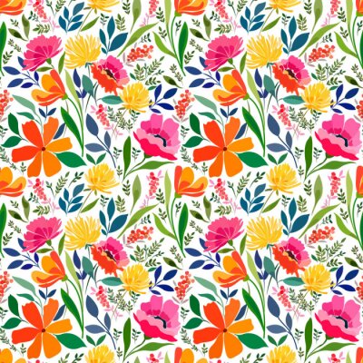 Papier peint à motif  Un pré fleuri coloré pour les enfants