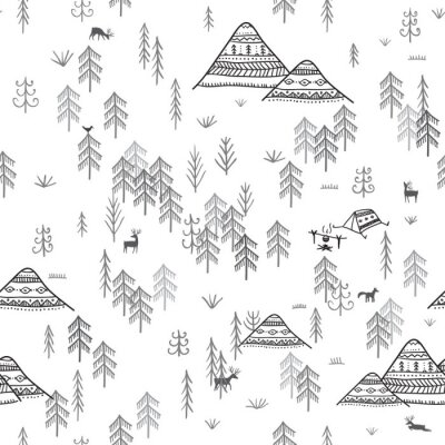 Papier peint à motif  Un village dans les montagnes américaines