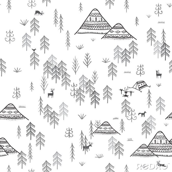 Papier peint à motif  Un village dans les montagnes américaines