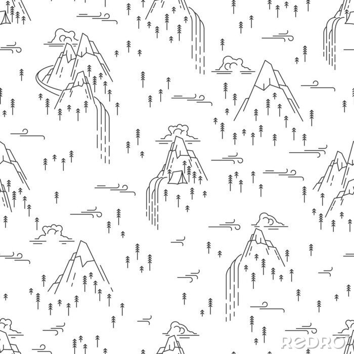 Papier peint à motif  Une cascade parmi les montagnes