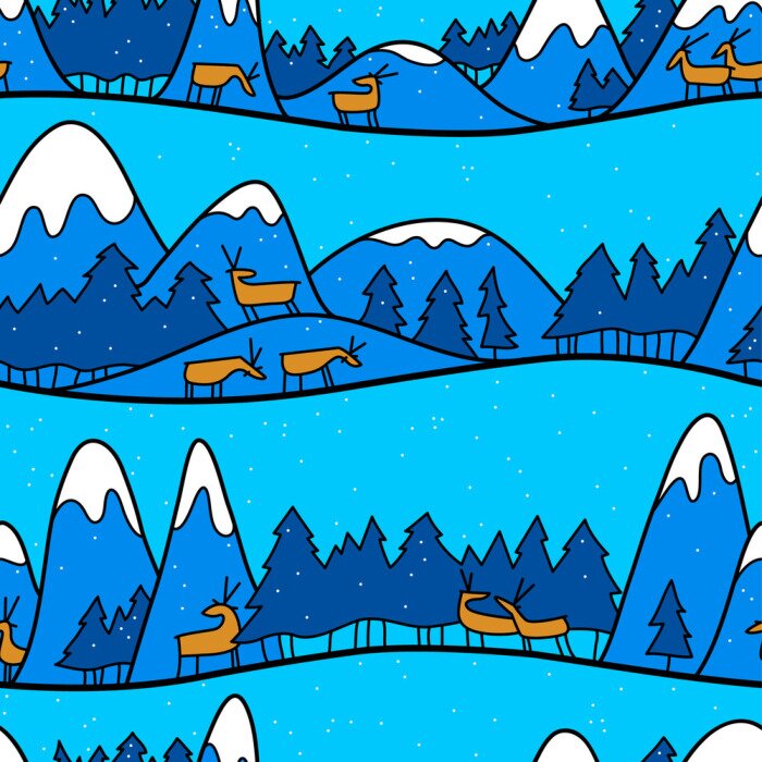 Papier peint à motif  Une nuit en Laponie