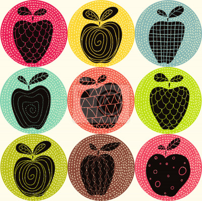 Papier peint à motif  Une pomme un jour