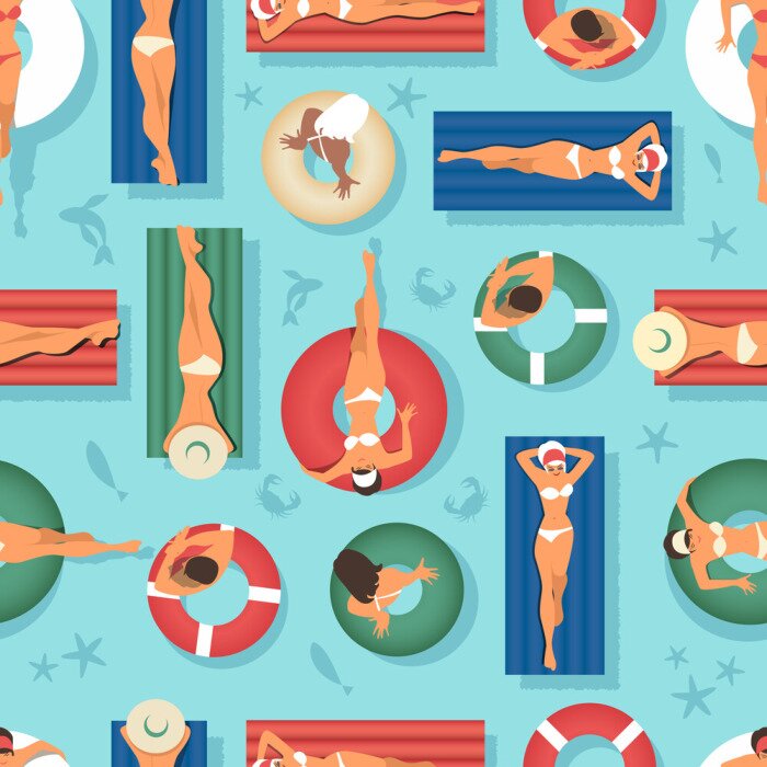 Papier peint à motif  Vacances au bord de la piscine