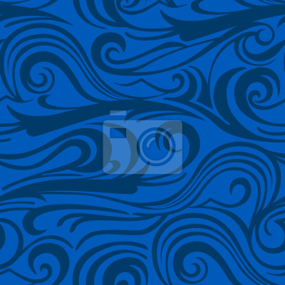 Papier peint à motif  Vagues abstraites bleu marine