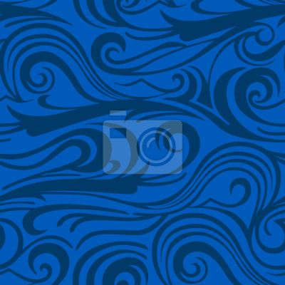 Papier peint à motif  Vagues abstraites bleu marine