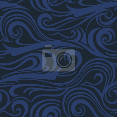 Papier peint à motif  Vagues abstraites bleu marine