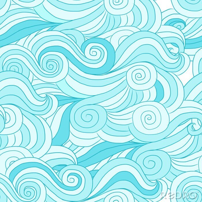 Papier peint à motif  Vagues abstraites de la mer dans les tons de bleu