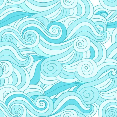 Papier peint à motif  Vagues abstraites de la mer dans les tons de bleu